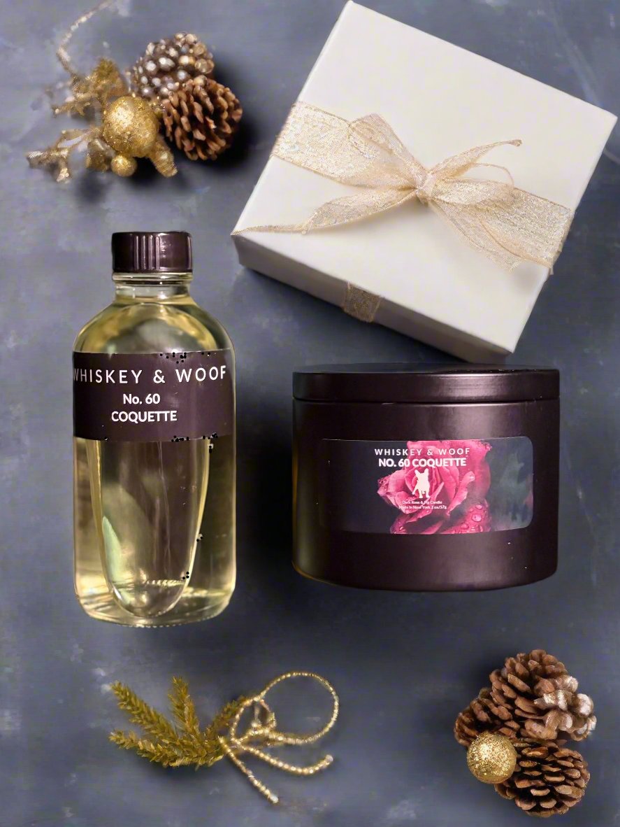 Whiskey and Woof Coquette Rose and Fig Candle and Reed Diffuser Gift Box