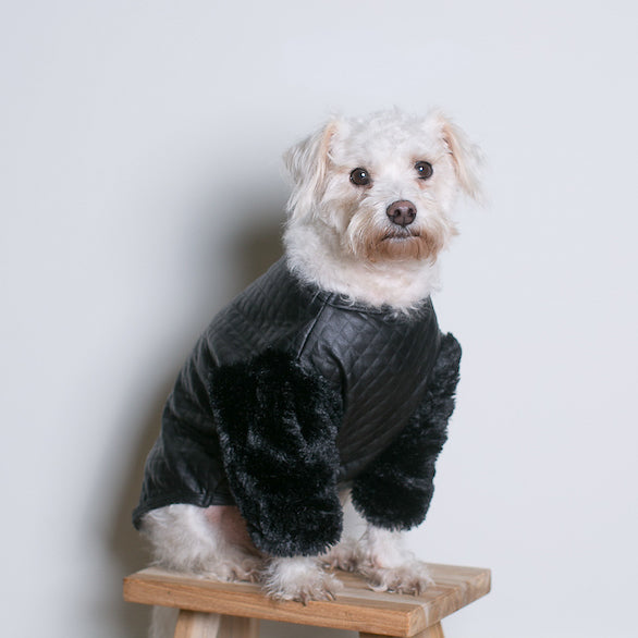 Fifi Quilted Faux Leather + Fur Sweater