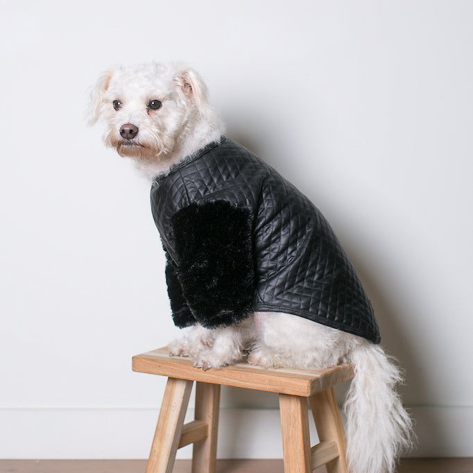 Fifi Quilted Faux Leather + Fur Sweater