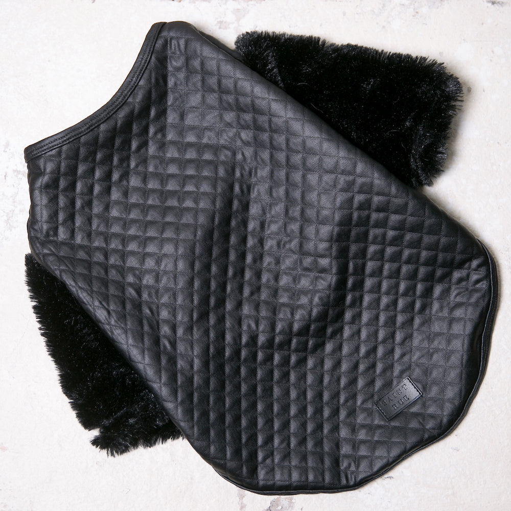 Fifi Quilted Faux Leather + Fur Sweater